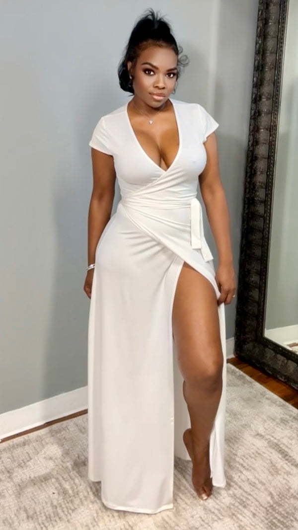 Sweet Thing Stretch Wrap Dress - White