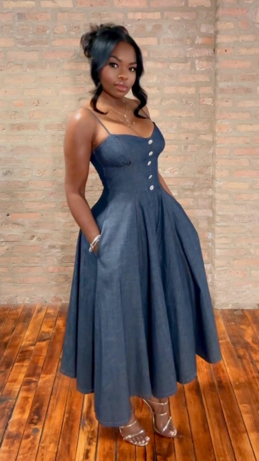 denim dress formal Darling Midi – Thrifty Girl Online Premium soft Tencel denim teacher themed dress Ever-Pretty Chiffon Cape Sleeve Style:Full Set+Wig+Necklace