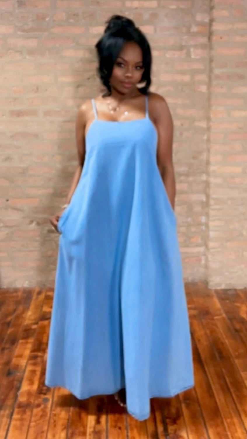 Denim Open Back Maxi – Thrifty Girl Online
