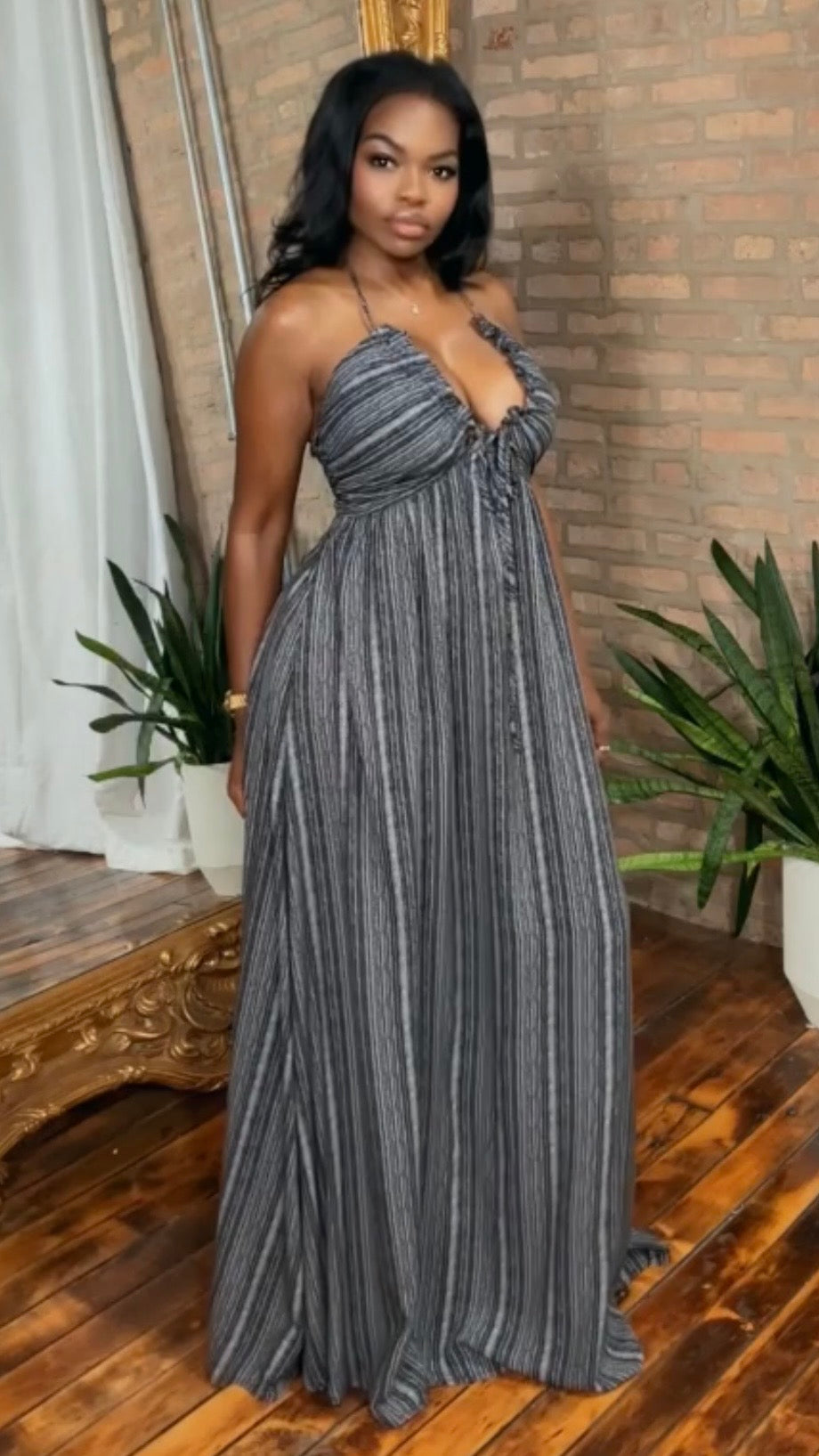 black maxi dress with white pleats Serenity Material:flower sash The look boasts a White Satin Maxi Dress collection:cocktail-party-dresses