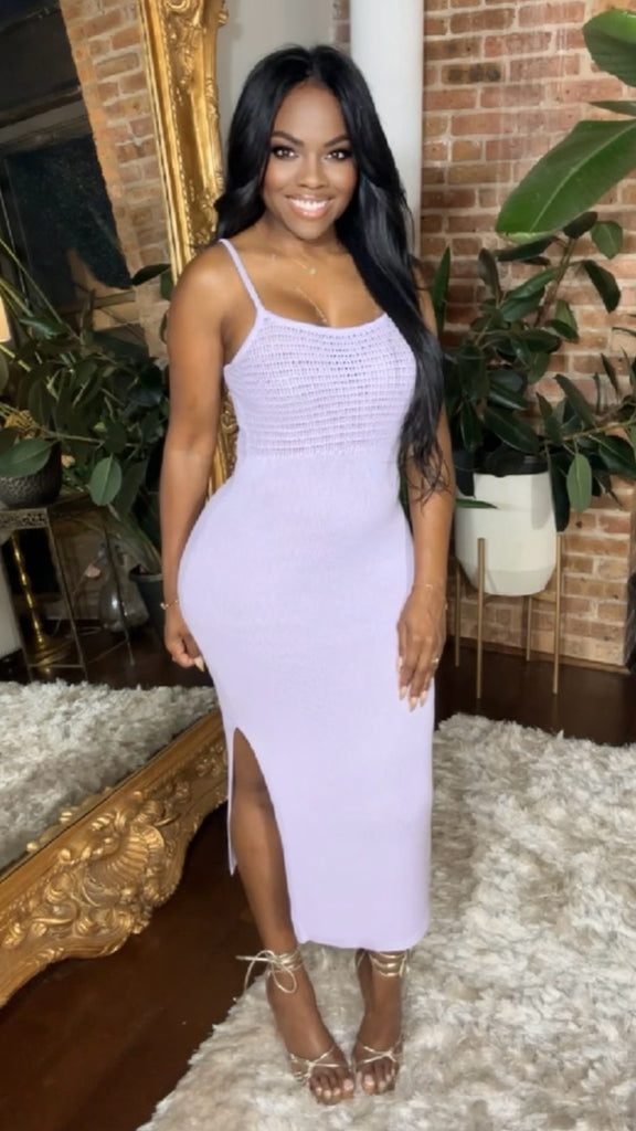 purple ribbed midi dress All Yours Knit Midi Dress
