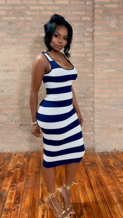 Stripe Knit Midi Dress