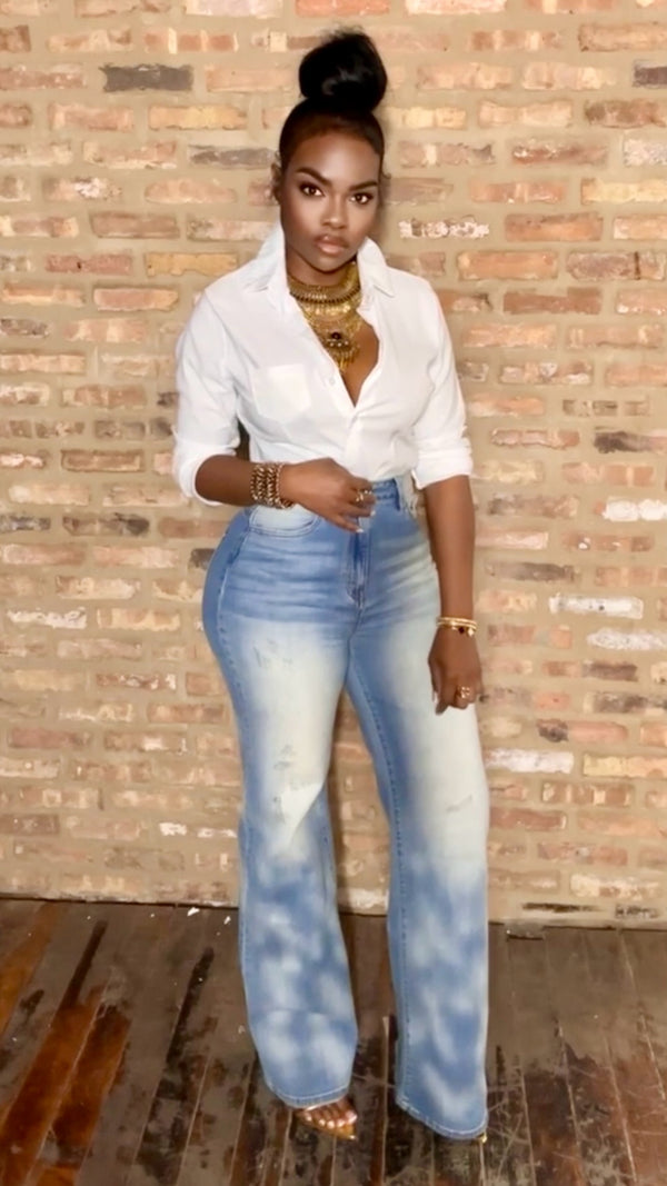 High Rise Vintage Washed Wide Leg Jeans (PRE0RDER - Estimated Shipping Date 8/30-9/20)