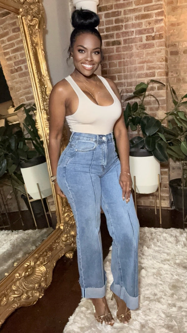 High Wide Leg Jeans Rise - (PREORDER - Estimated Ship Date 5/30 - 6/20)