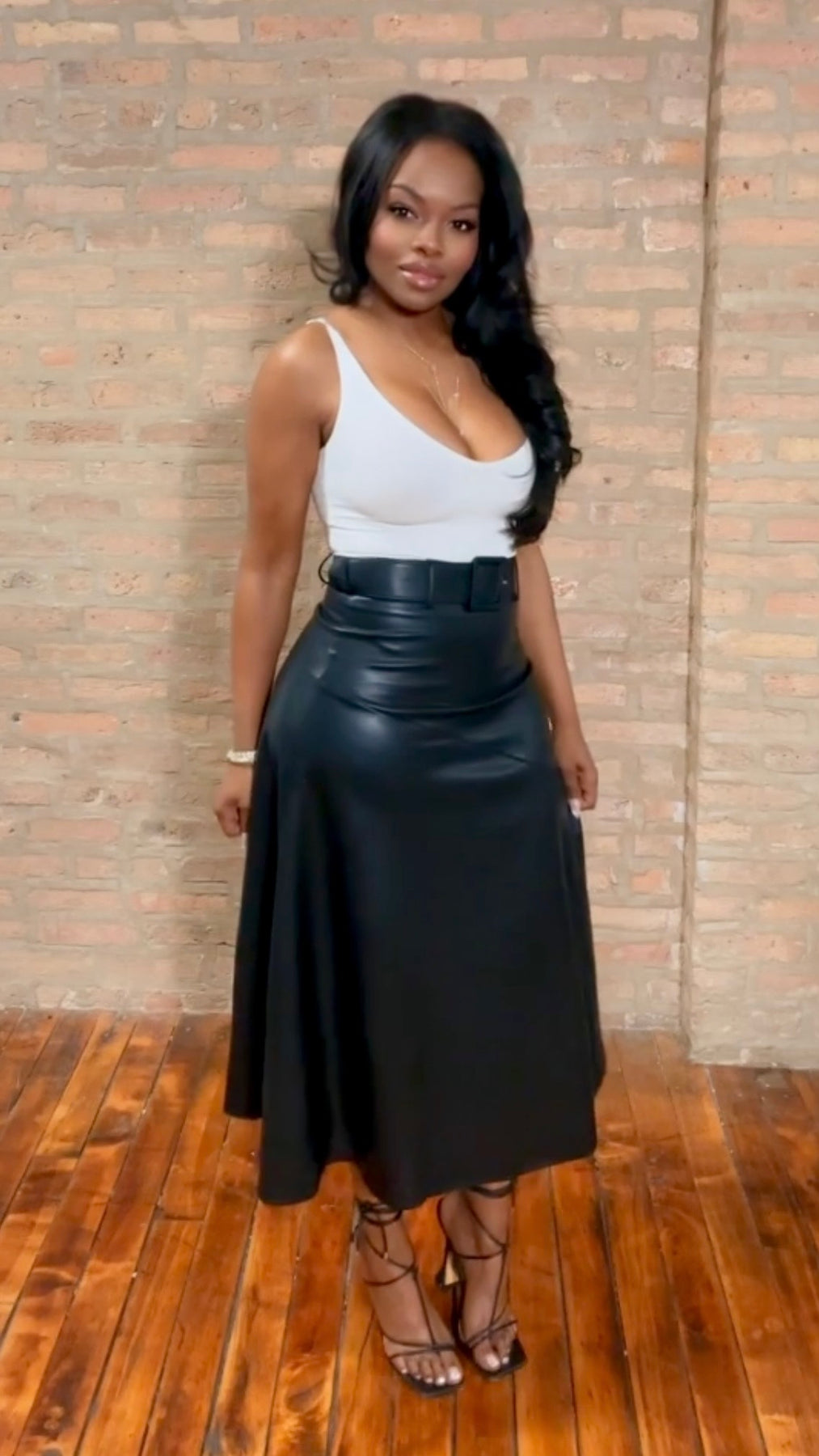 A-Line Vegan Leather Skirt