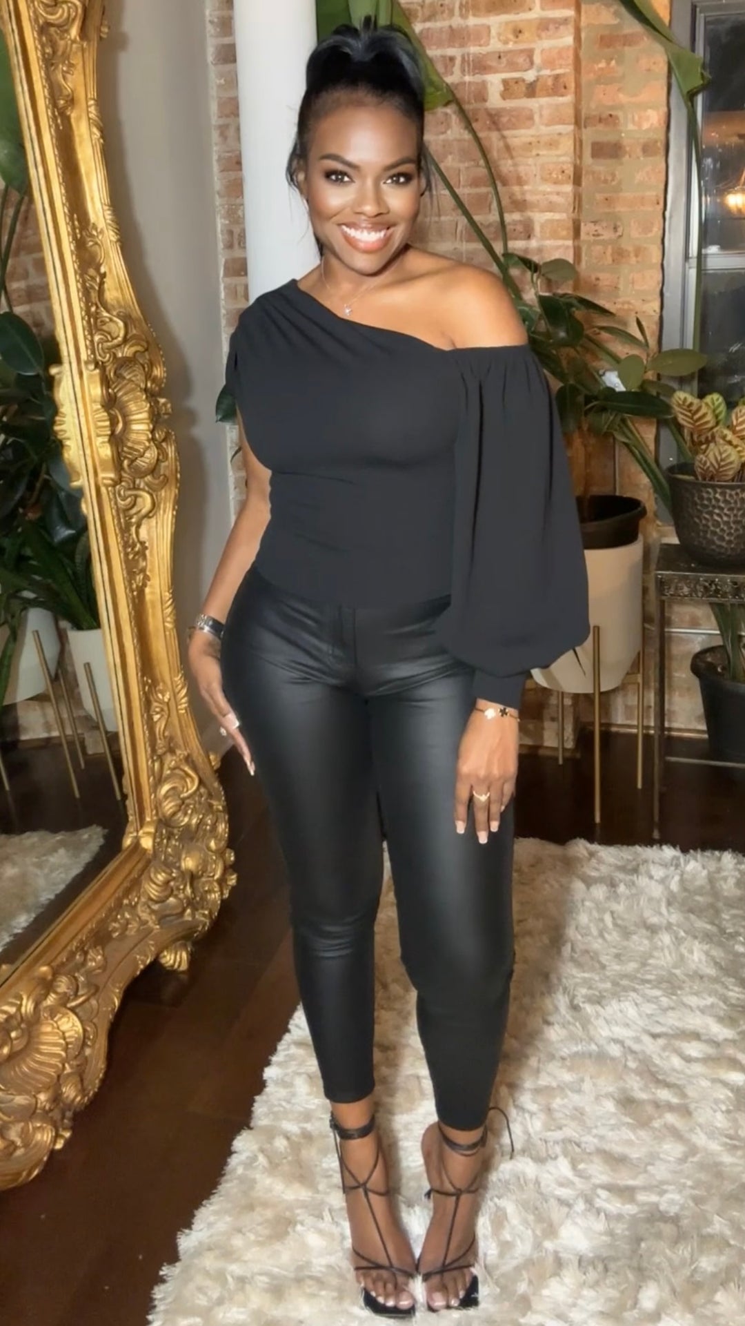 leather off the shoulder top