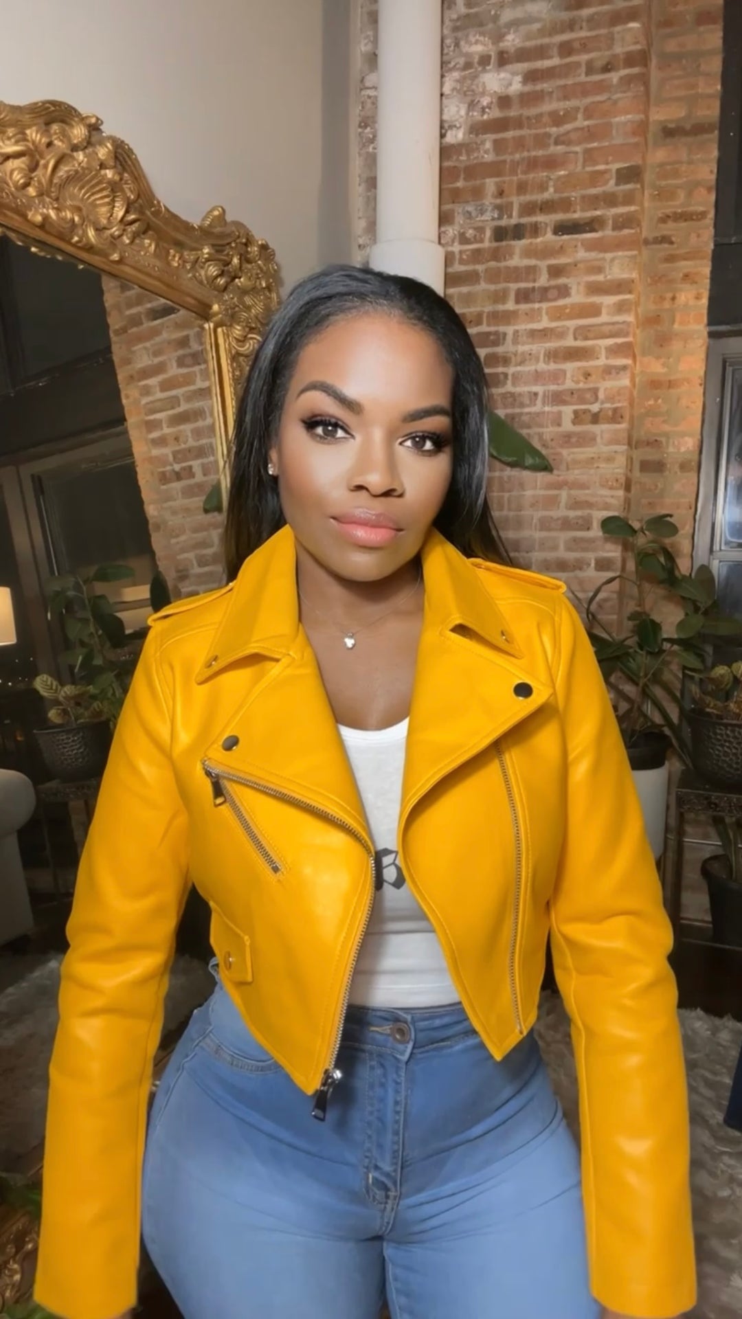 Vegan Leather Cropped Moto Biker Jacket - Mustard – Thrifty Girl