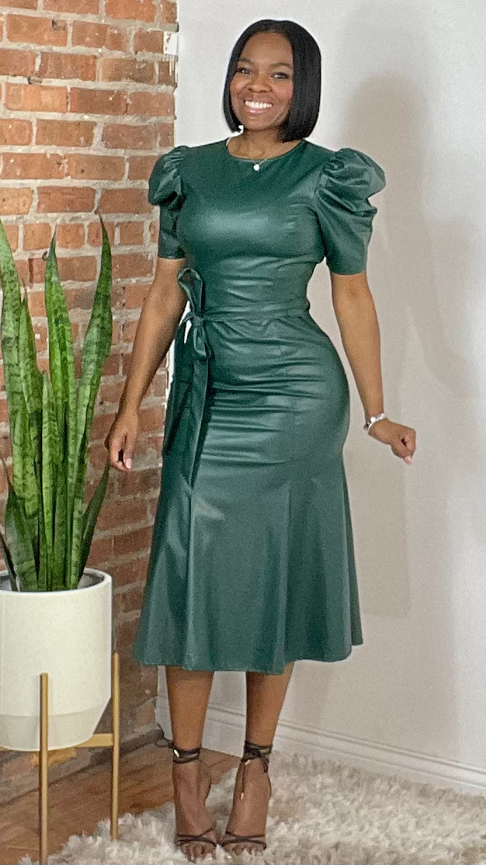 Hunter green silk dress deals